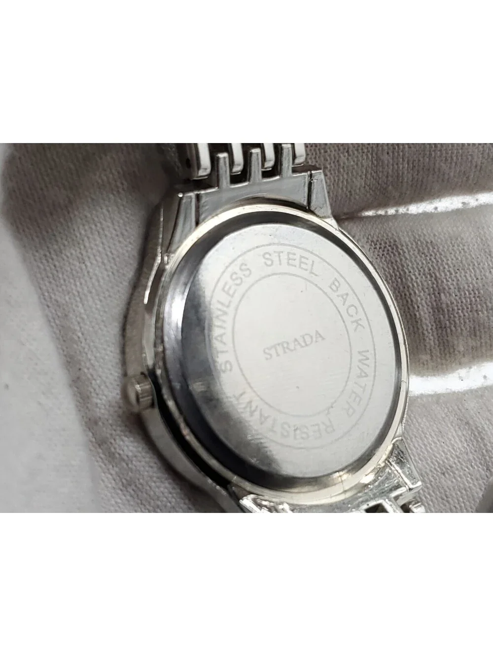 Strada Quartz Womens Watch New Battery Silver Tone Tachymetre White Dial 32mm